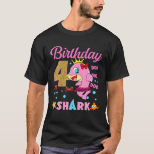 Kinder Baby Shark 4th Birthday Boy Girl Zwei 4 Jah T-Shirt