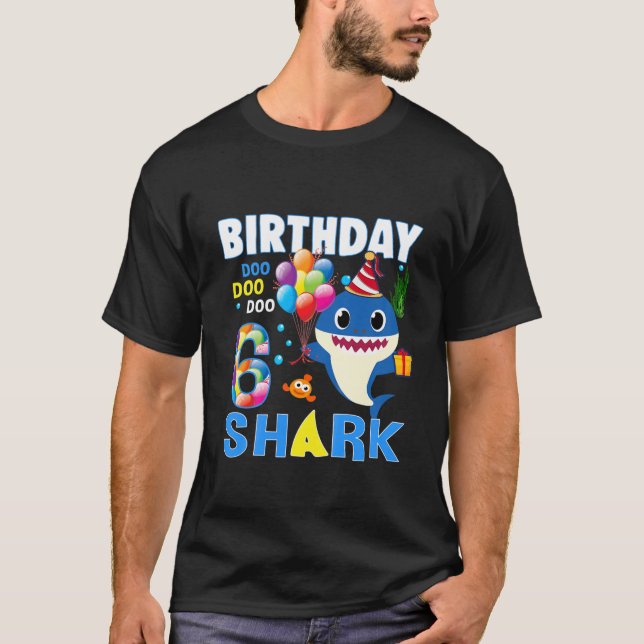 Kinder Baby Shark 6th Birthday Boy Girl 6 Jahre al T-Shirt (Vorderseite)