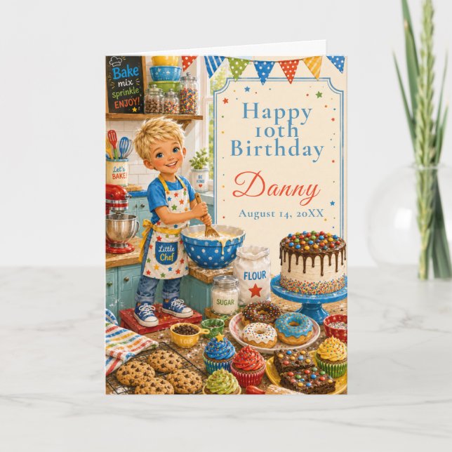 Kinder backen zum Geburtstag Karte (Vorderseite)