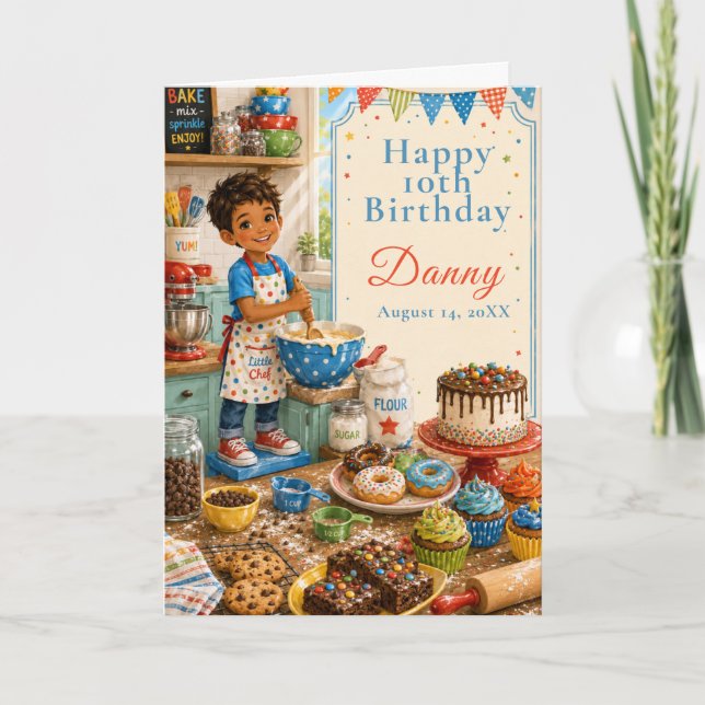 Kinder backen zum Geburtstag Karte (Vorderseite)
