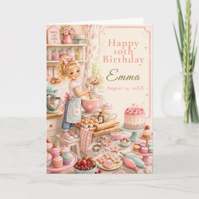 Kinder backen zum Geburtstag Karte (Vorderseite)