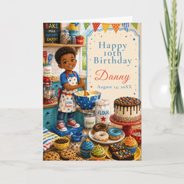 Kinder backen zum Geburtstag Karte (Vorderseite)