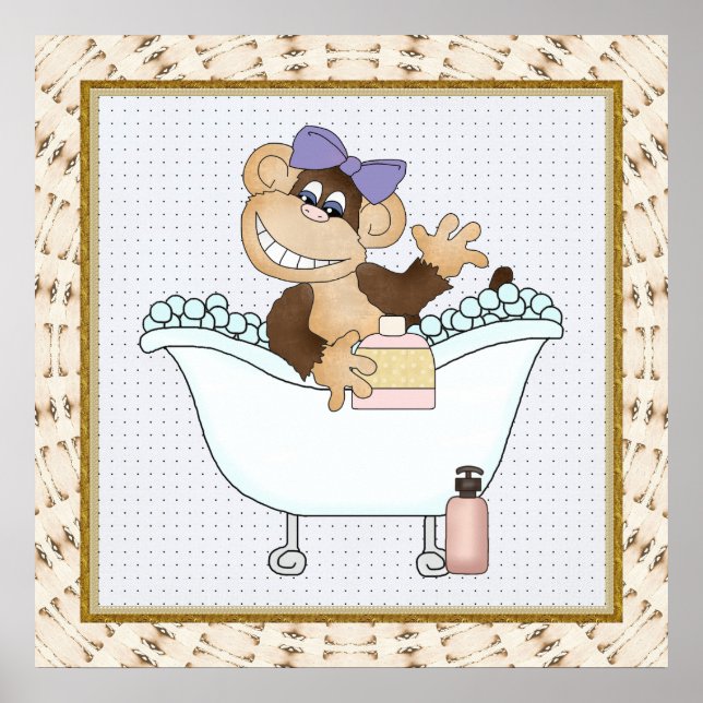Kinder Bad Affen Cartoon Poster (Vorne)