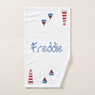 Kinder Badetuch Set - Leuchtturm Boote Wale