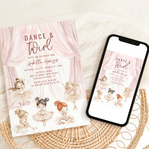 Kinder Ballett Farbe   Einladung zum Geburtstag