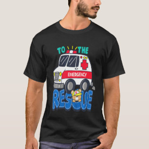 Kinder Bär Krankenwagen Fahrzeug Lichter Sirenen R T-Shirt