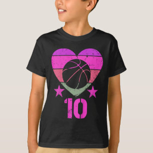 Kinder Basketball Geburtstag 10 Jahre Junge Mädche T-Shirt