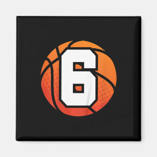 Kinder Basketball Geburtstag 6 Nummer 6 Jahr alt B Magnet