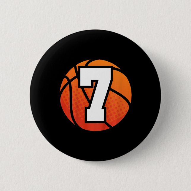 Kinder Basketball Geburtstag 7 Nummer sieben Jahr  Button (Vorderseite)