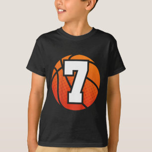 Kinder Basketball Geburtstag 7 Nummer sieben Jahr  T-Shirt