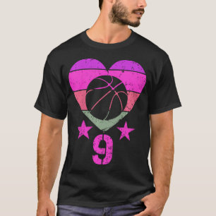 Kinder Basketball Geburtstag 9 Jahre Junge Mädchen T-Shirt