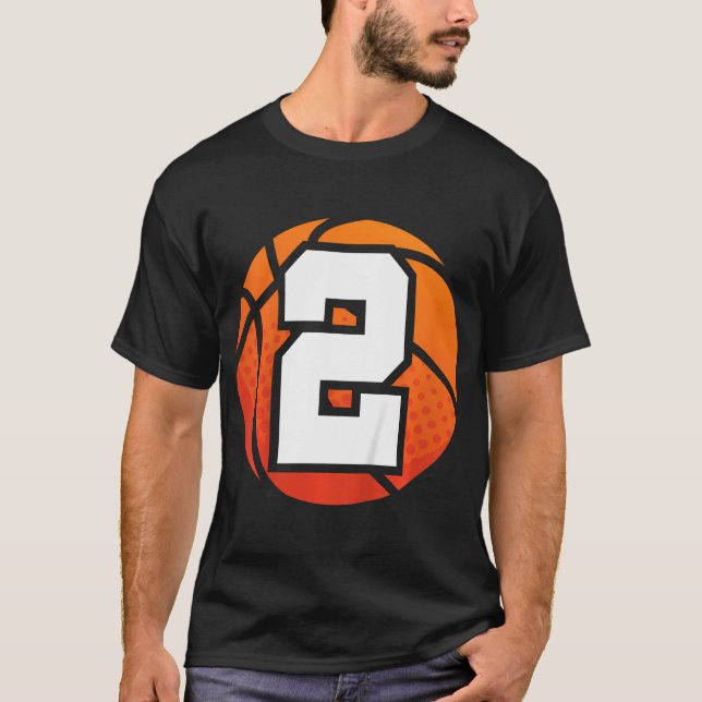 Kinder Basketball Geburtstag Shirt Nummer 2 für zw (Vorderseite)