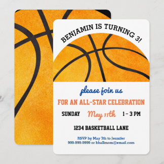 Kinder Basketball Geburtstagsparty Sport Niedlich Einladung