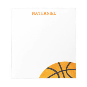 Kinder Basketball Sport Personalisiert Orange Cool Notizblock