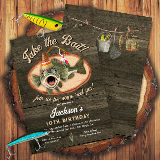 Kinder Bass Fishing Funny Geburtstag Einladung
