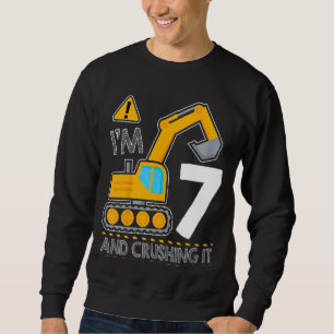 Kinder Bau LKW 7. Geburtstag ich bin 7 und Cru Sweatshirt