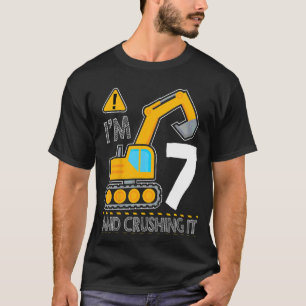 Kinder Bau LKW 7. Geburtstag ich bin 7 und Cru T-Shirt