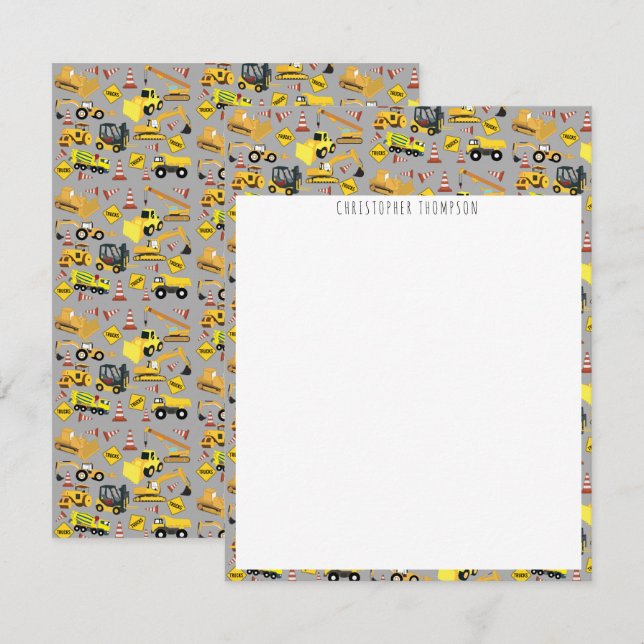 Kinder Bau von LKWs Muster Kinder Mitteilungskarte (Vorne/Hinten)