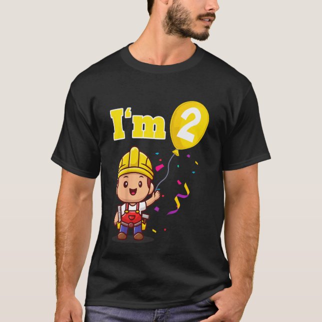 Kinder Bauarbeiter Builder I m 2 Two Second T-Shirt (Vorderseite)