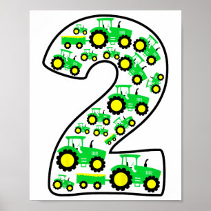 Kinder Bauernhof Traktor Junge 2. Geburtstag 2 Jah Poster