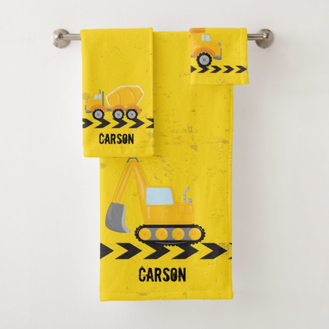 Kinder Baufahrzeug Gelbe Jungen Badhandtuch Set (Insitu)