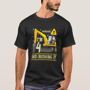 Kinder Bauwagen 4. Geburtstag 4 Jahre alt D T-Shirt