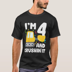 Kinder Bauwagen 4. Geburtstag Junge 4 Jahr Ol T-Shirt