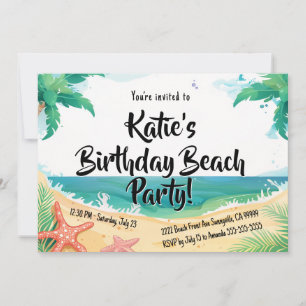 Kinder Beach Birthday Party Einladung