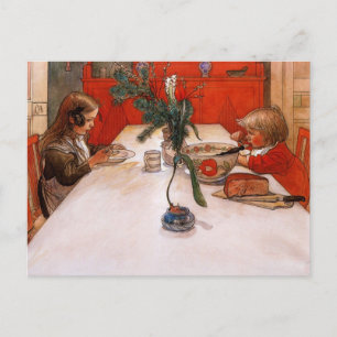 Kinder beim Abendessen Postkarte