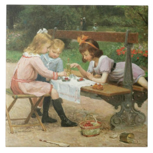 Kinder beim Nachmittags-Tee im Park Fliese