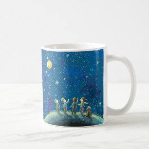 Kinder beim nächtlichen Himmel Kaffeetasse