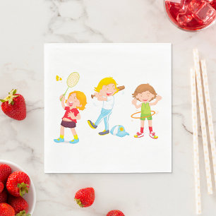 Kinder beim Sport Kinderaktivität Serviette