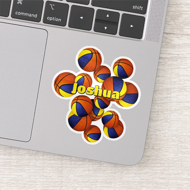 Kinder benennen blaue goldene Mannschaftsfarben Ba Aufkleber (Detail)