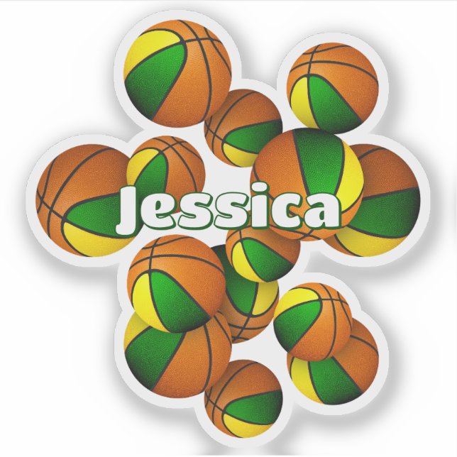 Kinder benennen grüne goldene Mannschaftsfarben Ba Aufkleber (Vorderseite)