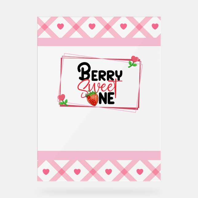 Kinder Berry Sweet Ein Party Begrüßungszeichen Acrylschild (Vorderseite)