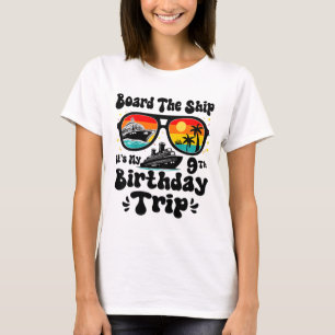 Kinder betreten das Schiff Es ist mein 9. Geburtst T-Shirt