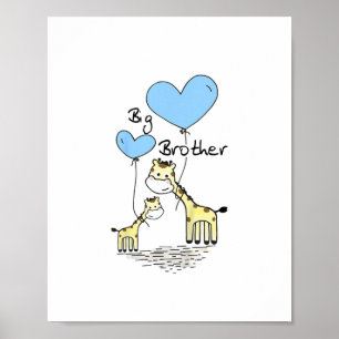 Kinder Big Brother Niedlich Giraffen Geschenk Idee Poster