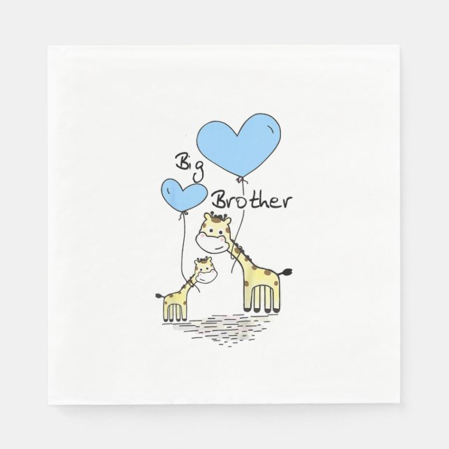 Kinder Big Brother Niedlich Giraffen Geschenk Idee Serviette (Vorderseite)