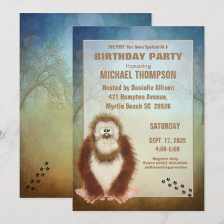 Kinder Big Foot/ Sasquatch Geburtstagsparty Einladung