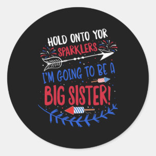 Kinder Big Sister Sparkler 4. Juli Schwangerschaft Runder Aufkleber