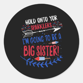 Kinder Big Sister Sparkler 4. Juli Schwangerschaft Runder Aufkleber