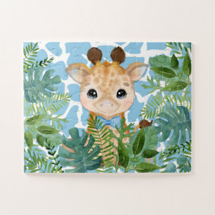 Kinder Blau Dschungel Giraffe mit Fliege Puzzle