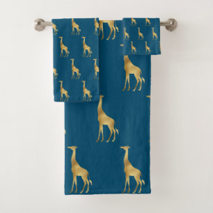 KINDER BLAUE GOLD GIRAFFE BADEZIMMER TOWEL SET
