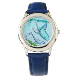 Kinder Blauer Wal Art Watch Armbanduhr