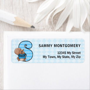 Kinder Blue Eichhörnchen Monogram Letter S Adresse