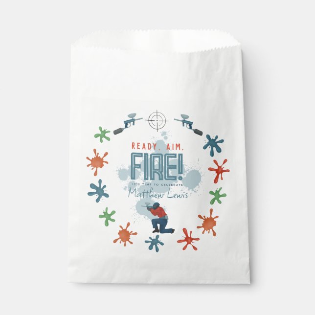 Kinder Blue Paintball Boys Geburtstagsparty Geschenktütchen (Vorderseite)