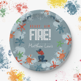 Kinder Blue Paintball Boys Geburtstagsparty Pappteller