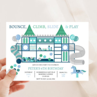 Kinder Blue Soft Play Geburtstagsparty Einladung