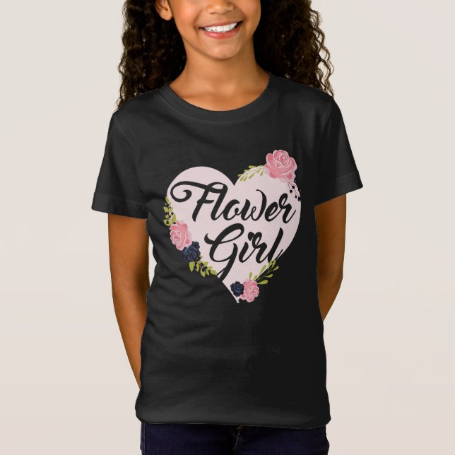 Kinder Blume Mädchen Herz Bridmaid Shirts Hochzeit (Vorderseite)