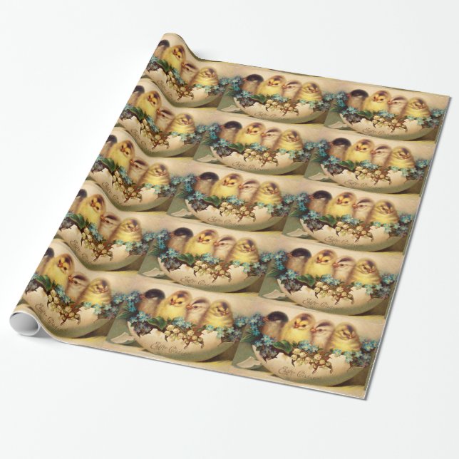 KINDER, BLUME UND OSTEREIER GESCHENKPAPIER (Ungerollt)